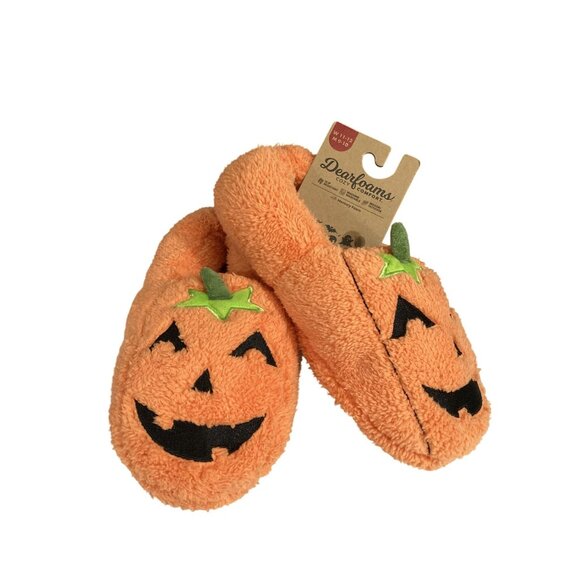 Dearfoams Pumpkin Jack-O-Lantern unisex size  W11-12  M9-10  Slippers  NWT - Picture 1 of 9